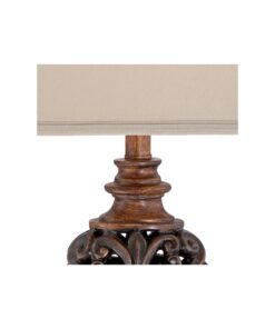 Regency Hill Exeter Traditional Style Table Lamps 30" Tall Full Size Set of 2 Bronze Wood Carved Leaf Creme Rectangular Bell Shade Decor for Living Room Bedroom House Bedside Nightstand Office 25 714JGB1ULWL 3