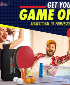 NIBIRU SPORT Ping Pong Paddles Set - Professional Table Tennis Rackets and Balls, Retractable Net with Posts and Storage Case - Pingpong Paddle and Game Table Accessories 2 Paddles+4 Balls+Net 15 714KJxWCpbL