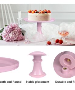 KLASKWARE Round Cake Stand 11" Melamine Cake Display Stand Dessert Cupcake Display Tray for Graduation,Wedding,Birthday,Party,Baby Shower,Anniversary,Ceremony,Christmas Pink 15 714KiKoCH0L