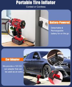 AUTDER Tire Inflator Air Compressor, 21V Battery Powered Tire Pump, 180PSI Pistol-shaped Handheld Air Pump with Digital Pressure Gauge, Automatically Shut Off, Perfect for Cars, Motorcycles, Bikes Red 18 714L9fhdUKL