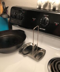 Yummy Sam Pot Lid Holder and Spoon Rest, Stainless Steel Utensils Lid Spoon Holder Ladle Rest Pot Lid Rack Shelf Stand Holder Multifunctional Storage Rack Stove Organizer (Silver) 49 714LKw3i97L