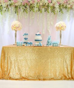 BalsaCircle 60x102-Inch Gold Rectangle Tablecloth for Wedding Party Cake Dessert Events Table Linens 60"*102" 33 714LQNvIXYL
