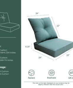 BOSSIMA Indoor/Outdoor Deep Seat Chair Cushion Set,Spring/Summer Seasonal Replacement Cushions Blue Lake 8 714LfLmbq L