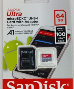 SanDisk 64GB Ultra MicroSDXC UHS-I Memory Card with Adapter - 100MB/s, C10, U1, Full HD, A1, Micro SD Card - SDSQUAR-064G-GN6MA 35 714LteEu6IL