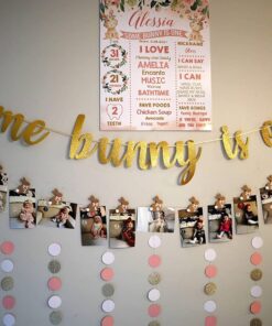 Chloe Elizabeth Circle Dots Paper Party Garland Streamer Backdrop (4-Pack, 10 Feet Per Garland, 40 Feet Total) - Pink, White, Gold Glitter 4 11 714MvJeQ0SL