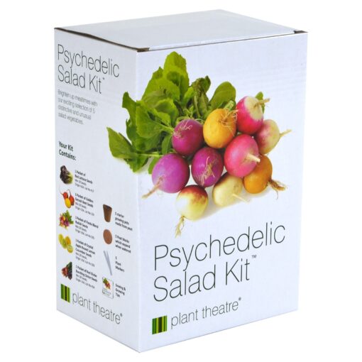 Plant Theatre Psychedelic Vegetable Garden Starter Kit - Grow Kit with 5 Unique Types of Vegetable Seeds, Pots, Peat Discs, and More - Complete Seed Starter Kit for Outdoor or Indoor Garden Psychedelic Salad