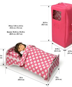 Badger Basket Toy Doll Travel Case with Pop-up Bed with Bedding for 18 inch Dolls - Pink 25 714NaRqIjYL