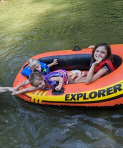 INTEX Explorer Inflatable Boat Series: Dual Air Chambers – Welded Oar Locks – Grab Handles – Bow Rope – Sporty Design Explorer 200 39 714PfbbXgwL