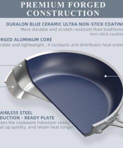 Alternative view of Nuwave Healthy Duralon Blue Ceramic Nonstick Cookware Set, Diamond Infused Scratch-Resistant, PFAS Free, Dishwasher & Oven Safe, Induction Ready & Evenly Heats, Tempered Glass Lids & Stay-Cool Handles 12pc Cookware Set Cool Gray