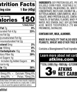 Atkins Lemon Snack Bar, Made with Real Almond Butter, 1g Sugar, Gluten Free, High in Fiber, Keto Friendly, 8 Count Lemon Bar 8 Count (Pack of 1) 13 714S45Mb38L