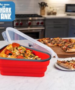 The Perfect Pizza Pack™ - Reusable Pizza Storage Container with 5 Microwavable Serving Trays - BPA-Free Adjustable Pizza Slice Container to Organize & Save Space, Red 1 Pack 27 714T0TPlPL
