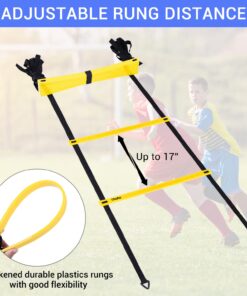 Ohuhu Agility Ladder Speed Training Set 12 Rung 20ft Exercise Ladders with Ground Stakes for Soccer Football Boxing Footwork Sports Fitness Training Ladder with Carry Bag Yellow 22 714T2we1w3L