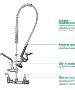 Alternative view of CWM Commercial Sink Faucet with Sprayer 36 inch Commercial Faucet Pre Rinse Sprayer 8 inch Wall Mount Center with 12 inch Add on Spout