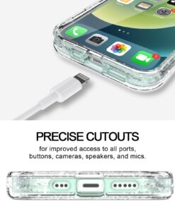 Anuck Case for iPhone 12 Case, for iPhone 12 Pro Case, Clear Glitter Heavy Duty Defender Phone Case 3 Layer Shockproof Full-Body Protective Case Hard PC Shell & Soft TPU Bumper Cover - Clear Glitter 12 714UC xwhzL
