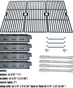 Direct Store Parts Kit DG158 Replacement for Charbroil 463420507, 463420509, 463460708,463460710 Gas Grill(SS Burner+SS Carry-Over Tubes+Porcelain Steel Heat Plate+Porcelain Cast Iron Cooking Grid) 13 714UJOMnGlL