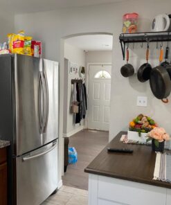 30" Wall mounted pots and pans rack. Pot holders wall shelves with 12 hooks. Kitchen shelves wall mounted with wall hooks. Kitchen storage pot holder pot rack. Pot pan organizer. Pot Pan rack. 40 714WScmB8oL