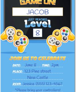 30 Video Game Party Invitations with Envelopes (30 Pack) - Kids Birthday Invitations for Boys or Girls - Video Game Party Decorations Supplies 6 714WlwpmV L