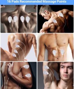 Ohuhu Tens Unit Muscle Stimulator: 24 Modes Rechargeable Tens Stimulator Machine - 16 Pads Electric EMS Unit Massager Acupoint Map Included for Back Shoulder Legs Pain Relief Christmas Gift - Silver 25 714XIKtXNML