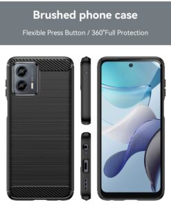 Muokctm for Moto G 5G 2023 Case, with Tempered Glass Screen Protector, Slim Soft TPU Protective Rubber Bumper Cover for Motorola G 5G 2023 (Black) Black 8 714XpAmtDYL