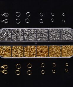 Alternative view of Outus 1104 Pieces Jump Rings Kit Jewelry Making Findings Supplies, Lobsters Clasps and Jump Rings for DIY Necklace Earring Repair (Silver and Gold)