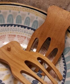 Lipper International Bamboo Wood Salad Hands With Knob Handles, 4" x 7.25" x 1.25", One Pair, 24 ounces 15 714ZOq9CFaL
