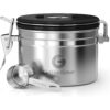 Coffee Gator Stainless Steel Canister - Small 11oz, Silver Coffee Grounds and Beans Container with Date-Tracker, CO2-Release Valve, and Measuring Scoop - Ideal Coffee Lovers Gifts for Her 10 714aD9oqQIL