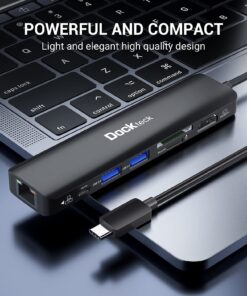 USB C Hub 4K 60Hz, Dockteck 7-in-1 USB C PD Ethernet Hub Dongle with 4K 60Hz HDMI, 1Gbps Ethernet, 100W PD, 2 USB 3.0, SD/Micro SD for MacBook Air/Pro M1 2020, iPad Pro 2021, iPad Mini 6 and More 29 714bW59B6ML