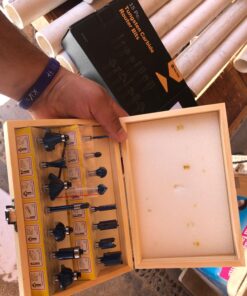 HILTEX 10100 Tungsten Carbide Router Bits, 15 Piece Router Bit Set, 1/4” Router Bit Shank Tungsten Carbide Router Bits, Chamfer Router Bits for Woodworking on Wood , Blue 15 Piece Set 40 714co4dpBL