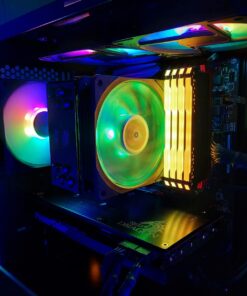 Cooler Master Hyper 212 RGB Black Edition CPU Air Cooler, SF120R RGB Fan, 4 CD 2.0 Heatpipes, Anodized Gun-Metal Black, Brushed Nickel Fins, RGB Lighting for AMD Ryzen/Intel LGA1151 66 714cuu UvLL