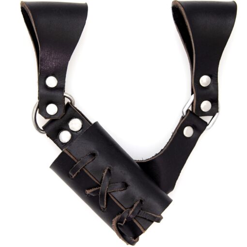 Armory Replicas - Premium Leather Sword Holster - Medieval Inspired Handcreafted Costume LARP Weapon Frog Accessory Right Black