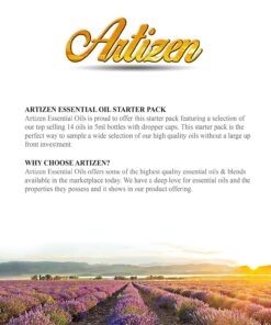Artizen Top 14 Essential Oil Set for Diffuser, Aromatherapy and Candle Making - Fall Holiday Fragrance Scents with Lavender, Frankincense, Eucalyptus Oils and More Top 14 Aromatherapy Set 0.17 Fl Oz (Pack of 14) 29 714eQufyISL