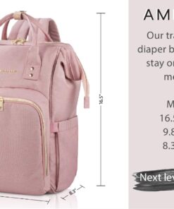 AMILLIARDI Diaper Bag Backpack - 6 INSULATED Bottle Holders - Detachable Stroller Straps (Light Pink) Light Pink 34 714eaBh35VL