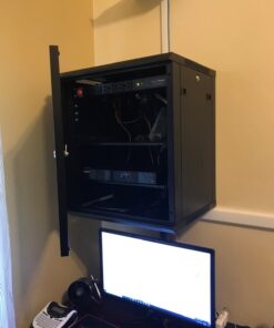 NavePoint 12U Server Rack Enclosure with Glass Door, Cooling Fan, Locks, & Removable Side Panels - 12U Wall Mount Network Cabinet 19 Inch Rack 17.7 Inches Deep 36 714fBYg6ceL