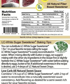 Alternative view of Low Carb Foods White Sugar Sweetener Inulin Base | 100% All Natural Ingredients | No Fat & Cholesterol | High Fiber & Protein | Gluten Free | Diabetic Friendly | 8.9 Oz