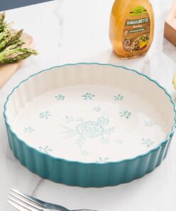 Alternative view of Wisenvoy Pie Pan Tart Pan Quiche Ceramic Pie Dish Pie Plate Tart Pans 9 inch Tart Pan Deep Dish Pie Pan Quiche Pan Turquoise