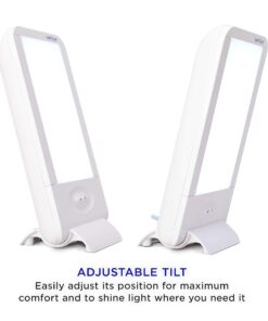 Verilux® HappyLight® Full-Size - UV-Free Therapy Lamp, Bright White Light with 10,000 Lux, Adjustable Brightness, 2 Interchangeable Lenses, Detachable Stand, and Wall Mountable 25 714h0pfq5L