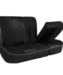 FH Group Automotive Seat Cover Universal Fit for Back Seat Black Edgy Piping Cloth Seat Protector for Dogs and Kids, Car Interior Accessories for Sedan and Van Rear Seat Covers with Rear Split Bench 15 714hIpxmzLL