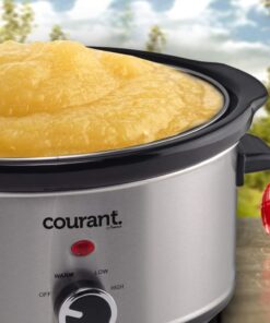 Courant Oval Slow Cooker Crock, with Easy Options 3.5 Quart Dishwasher Safe Pot, Stainless Steel Oval Slow Cooker with 3.5 Quart Crock 17 714hpdaESJL