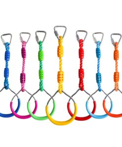 Rainbow Craft 7-Pack Colorful Ninja Rings - Gymnastic Rings, Swing Bar Rings, Monkey Rings for Backyard Ninja Warrior Obstacle Slackline Kits 7 Pack Ninja Acc 19 714hzRMOQCL