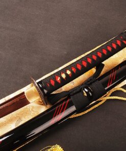 Handmade Japanese Samurai Katana Sword 41 inch 1095 High Carbon Steel/Damascus Folded Steel Full Tang Katana for Man Gift Cosplay Decoration Self Defense Damascus steel bloody red blade 17 714iKu07BNL