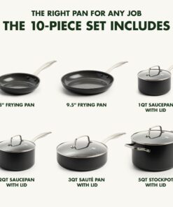 GreenPan Canterbury Hard Anodized Healthy Ceramic Nonstick, 10 Piece Cookware Pots and Pans Set, PFAS-Free, Dishwasher Safe, Oven Safe, Black 13 714iN5dQk1L