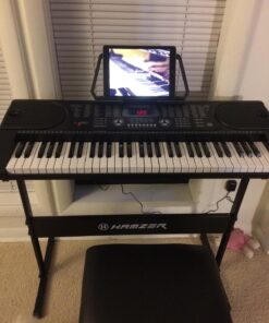Hamzer 61-Key Portable Electronic Keyboard Piano with Stand, Stool, Headphones, Microphone & Sticker Sheet 47 714j1PRwfQL