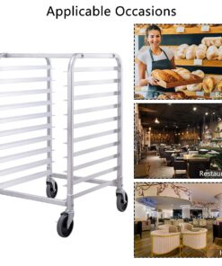 Giantex 10 Tier Aluminum Bakery Rack Home Commercial Kitchen Bun Pan Sheet Rack Mobile Sheet Pan Racking Trolley Storage Cooling Rack w/Lockable Casters (10 Tier): 26" L x 20.3" W x 38.2"H 14 714j1iwPMkS