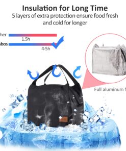 Aosbos Black Lunch Bag Women Insulated Lunch Box for Women Lunch Bags for Adult Lunchbox Lunch Tote Bento Box Cooler Bag for Work Office Picnic Loncheras Para Hombres Mujer Small 8 714jAGSFY L