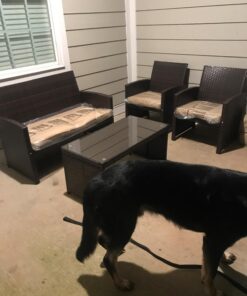 Best Choice Products 4-Piece Outdoor Wicker Patio Conversation Furniture Set for Backyard, Deck, Poolside w/Coffee Table, Seat Cushions - Brown Wicker/Beige Cushions Brown/Beige 35 714jcCWiUeL