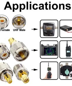 Alternative view of onelinkmore SMA-UHF RF Connectors Kit SMA to UHF PL259 SO239 4 Type Set SMA Jack/Plug to UHF Nickel Gold Plated Test Converter Pack of 4 … 4PCS