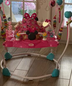 Bright Starts Disney Baby MINNIE MOUSE PeekABoo Baby Activity Center Jumper with 8 Toys, Lights & Sounds, 360-Degree Seat, 6-12 Months (Pink/Blue) 44 714kWP53rBL