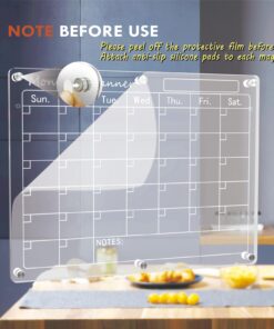 Magnetic Acrylic Calendar for Fridge,2 Pack 12"x16" Clear Fridge Calendar Dry Erase Magnetic Planning Boards Set Includes 6 Colorful Highlight Markers,Magnetic Pen Holder and Erase Towel Monthly Planner+Weekly Planner 27 714kkXzaHKL