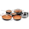 Gotham Steel 10 Piece Pots and Pans Set Nonstick Cookware Set with Ultra Nonstick Ceramic Coating by Chef Daniel Green, 100% Non Toxic, Stay Cool Handles, Metal Utensil / Dishwasher Safe -2023 Edition Graphite 19 714kucmvBAL