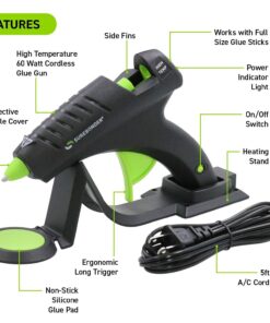 Surebonder Cordless Hot Glue Gun, High Temperature, Full Size, 60W, 50% More Power & Other Strong Materials (Specialty Series CL-800F) & DT-50 All Temperature 50 Glue Sticks, 4-Inch Cordless Hot Glue Gun + Glue Sticks, 4-Inch 10 714l F 7ptS 1